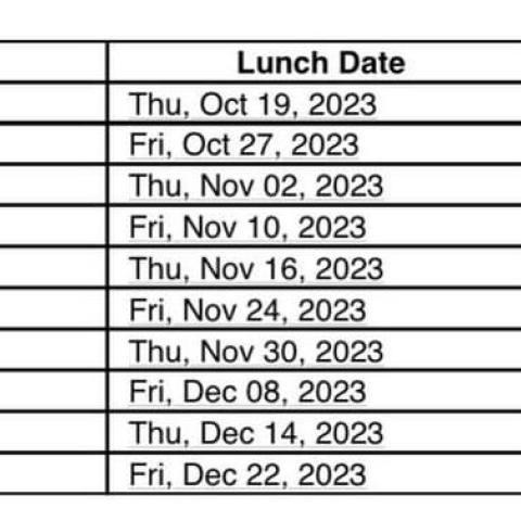 Munch-a-Lunch Dates Fall 2023
